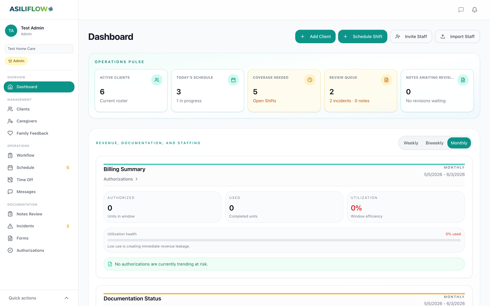 AsiliFlow scheduling and operations preview